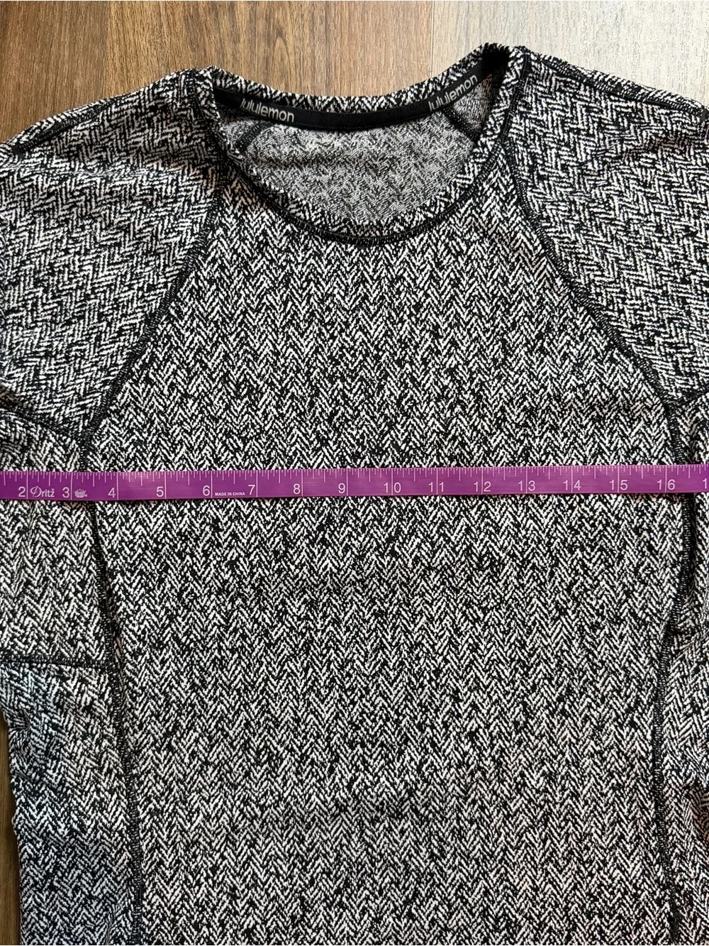 Lululemon Runderful Long Sleeve Scattered Herringbone Black White Sz 10